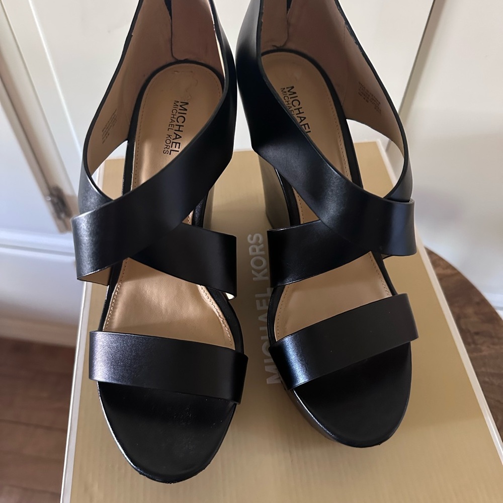 Michael Kors Black Wedge Sandals